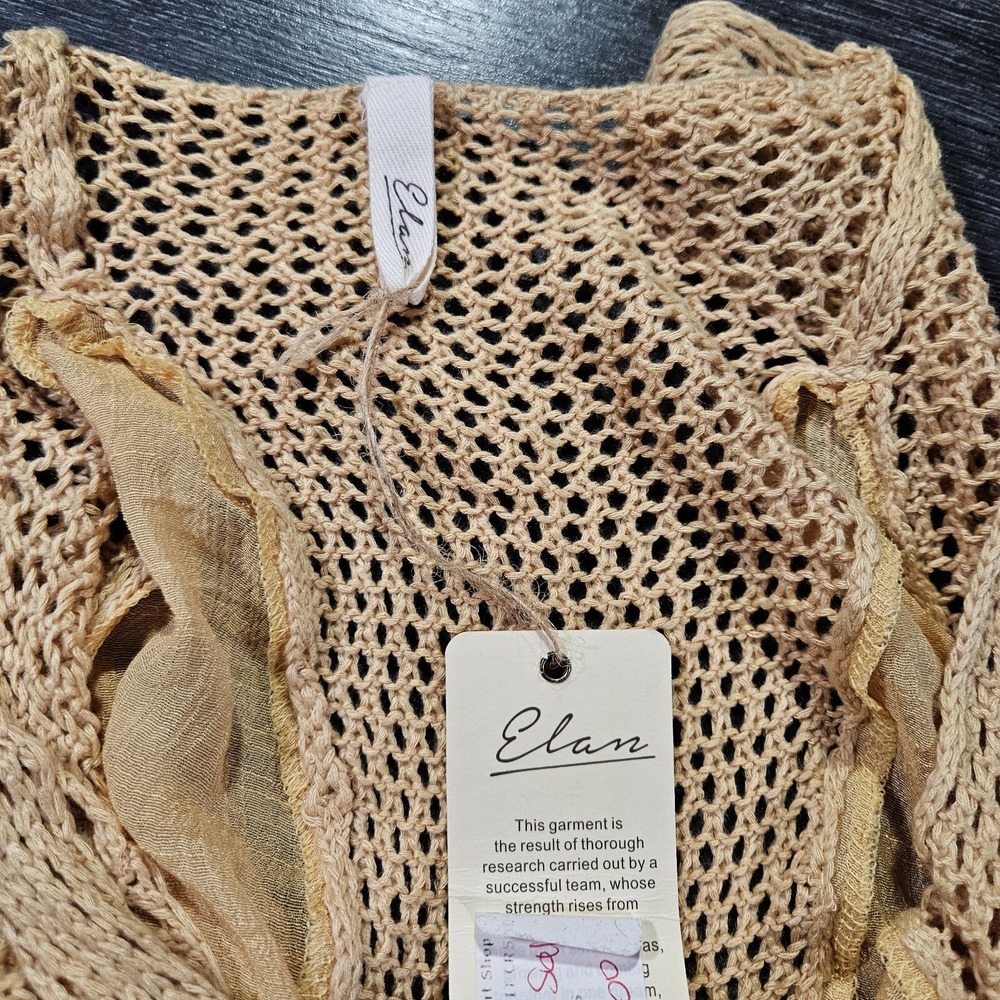 NWT Elan Crochet Inset Cover Up Dress Womens Medium Brown Beach Resort Stretch - Picture 6 of 8